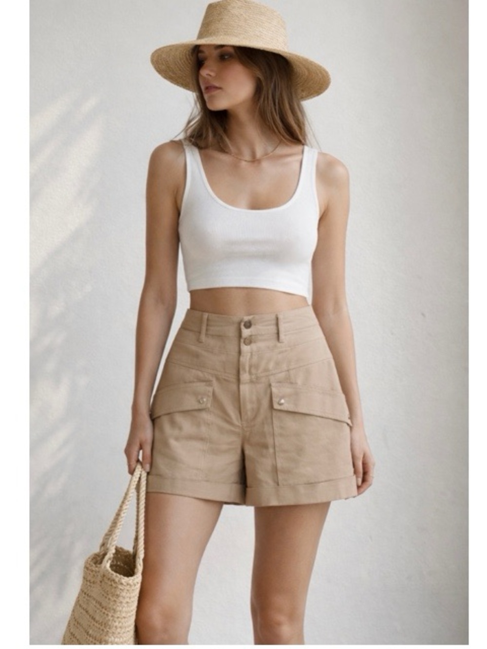 Jonathan Simkhai Utility Shorts in Tan - Women